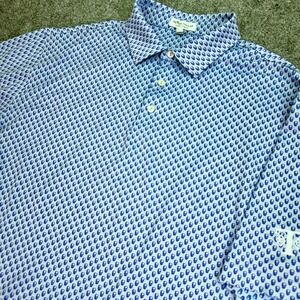 Peter Millar Summer Comfort Polo Shirt Men Extra Large Skull All Over Print Golf